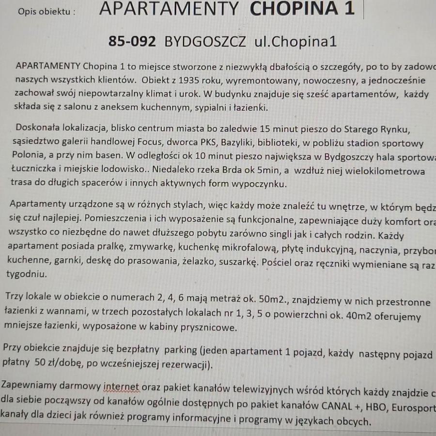 Apartamenty Chopina 1 比得哥什 外观 照片